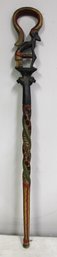 Kenya Wiseman And Lion African Walking Cane By Stone Arts