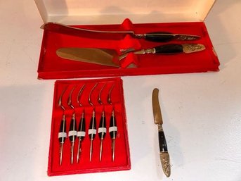2 Vintage S. Samran Thailand Co. LTD. Bronze Flatware / Cutlery / Serving Utensils With Case