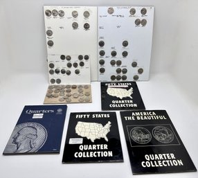 5 Quarter Coin Collection Booklets & Other Cards Of Quarters