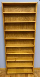 Tall & Slender Nine Shelf Golden Oak Book Case- Lot 6