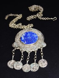 Low Grade Silver Persian Necklace Genuine Lapis Stone (broken Chain)