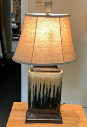 Nice Brown & White Drip Glazed Pottery Table Lamp  (A)