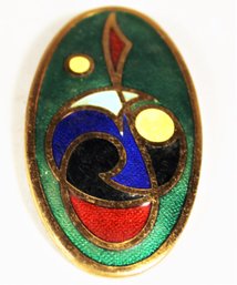 Vintage Enamel Mid Century Oval Pendant