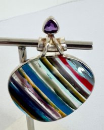 STERLING SILVER SURFITE AND AMETHYST PENDANT