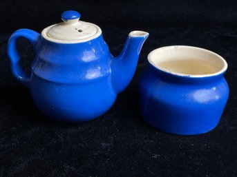 Blue And White Creamer And Sugar Set