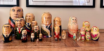 Russian Nestings Dolls - Political Leaders And Traditional Set