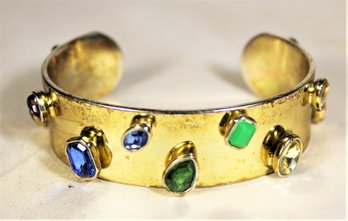 Gold Tone Vintage Bejeweled Cuff Bracelet