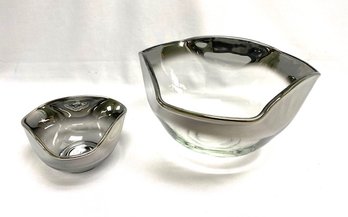 Vintage MCM Dorothy Thorpe Style Silver Fade Chip & Dip Bowls