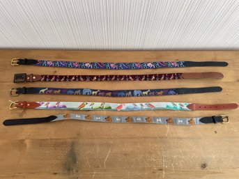 Lot Of 5 Needlepoint Belts Animals 1