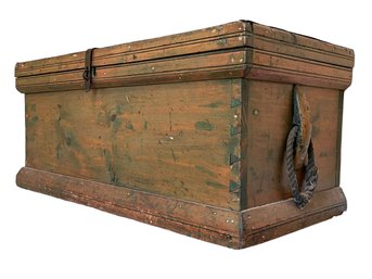 Mid To Late 19th Century Sea Chest/trunk With Rope Handles. J. Bagnall & Sons Is Impressed In The Metal Band