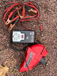 Car Rescue: Jumper Cables, Quickstart Power Converter & Air Compressor