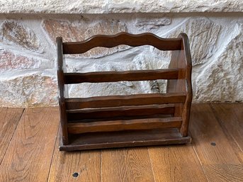 Mid Century Rustic Wooden Magazine Rack