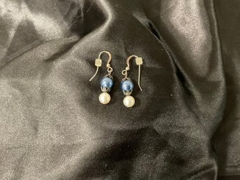 Swarovski Blue,white Sterling Dangle Earrings