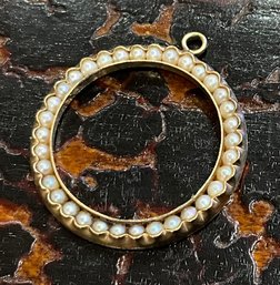 Beautiful 14k Circle Of Pearls Charm Pendant