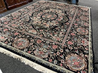 Large Black, Blue And Red Wool Area Rug