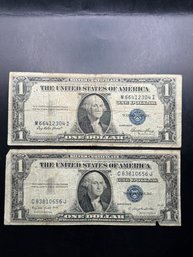 2 $1 Silver Certificates 1935-E, 1935-G