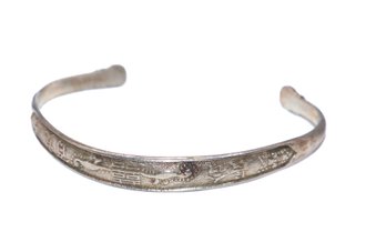 Asian Silver Bracelet W/ Beautiful Asian Design