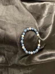 Swarovski Blue, White And Sterling Silver Bracelet