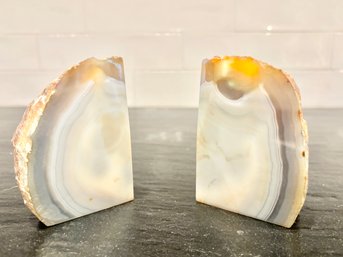 Pair Of Geode Agate Bookends