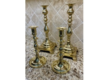 Set Of 4 Brass Candle Holders Including BALDWIN