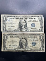 2 $1 Silver Certificates 1935-F 1935-G