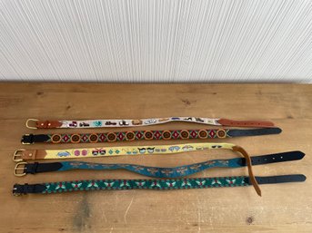 Lot Of 5 Needlepoint Belts Accessories 2