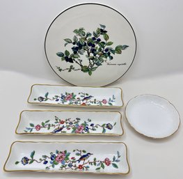 Villeroy & Boch Cheese Plate, 3 Aynsley England Trays & Aynsley Round Trinket Tray With Gold Edge