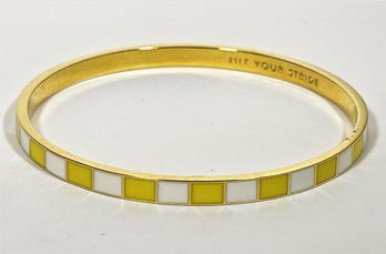 Kate Spade Gold Tone Yellow And White Enamel Bangle Bracelet