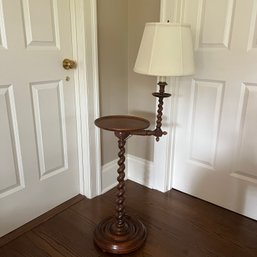 A Mahogany Georgian Style Carved Wood Standing Table Lamp - Barley Twist