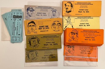 Vintage Lot Of American Sports Card Collector Association Show Tickets - 1973 - 1974 - 1975 - 1977