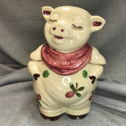 RARE Shawnee Smiling Pig Cookie Jar - VERY Hard To Find - Estate Fresh - All Original - Pink Scarf Version