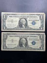 2 $1 Silver Certificates 1957-A, 1957-B