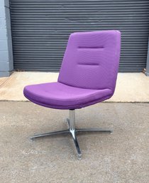 Modern Purple Upholstered Swiveling Chair On Chrome Base