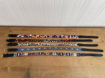 Lot Of 5 Needlepoint Belts Animal Print 3