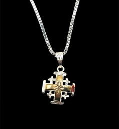 Vintage Sterling Silver Layered Jerusalem Cross Necklace