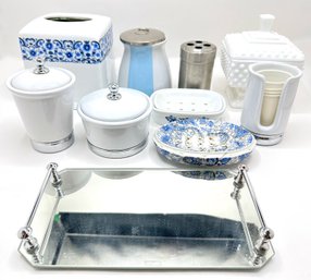 VIntage Hobnail Milk Glass Covered Bowl, Canisters, Soap Dishes & Other Bathroom Accessories