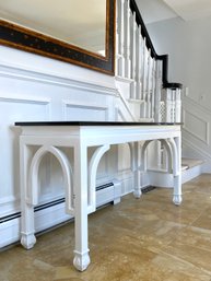 Black Absolute Granite And Painted White Base Console Table*