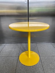Color Pop Primary Yellow Metal Tulip Style Accent Table