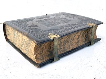A Large 19th Century Leather Bound And Gilt Leafed Lutheran Bible - 1866