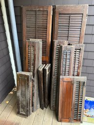 Set Of 18 Antique Wooden Shutters Of Varying Sizes
