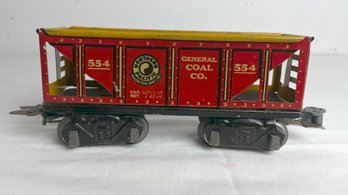 Marx O Scale Northern Pacific 8 Wheel Metal 6' Lithographed Red Gondola Car #554