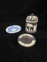 Wedgewood Jasperware Trinket Jar And Dishes