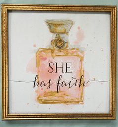 Vintage Framed 'she Has Faith' Inspirational Art Wall Hanging
