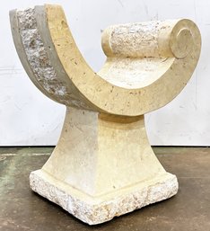 A Large Travertine And Plaster Ornamental Pedestal (higher)