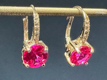 Sterling Earrings With Pink Stones