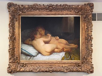 A Late 19th Century Continental School Oil On Canvas Signed Robert Adam 'Two Sleeping Children'