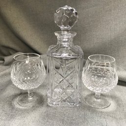 Fabulous Pair WATERFORD Crystal Snifters And Beautiful Cut Crystal Decanter / Atlantis - Amazing Display Lot