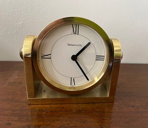 Tiffany & Co Brass Swivel Desk Clock - Battery Operated