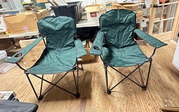 Set Of Two Nice Green Folding Outdoor Chairs In A Black Carrying Bag Made In China. Joh B - CVBC-A