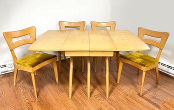 An Iconic Vintage Mid Century Heywood Wakefield Butterfly Drop Leaf Dining Table And Set Of 4 Wishbone Chairs